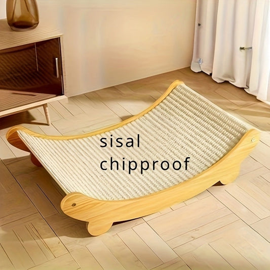 Space-Saving Wooden Cat Scratcher Tower for Cats