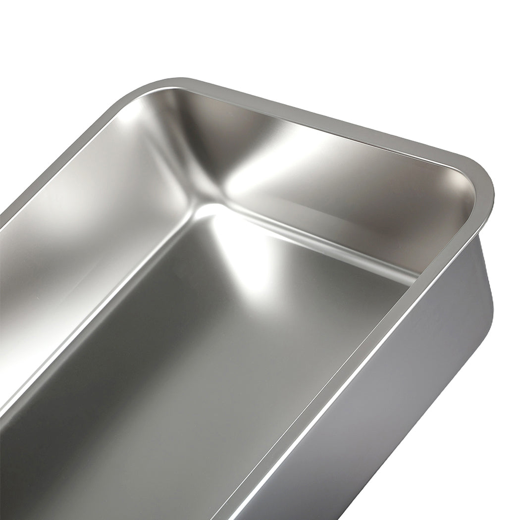 Pawz Stainless Steel Cat Litter Box Big Cats Kitten High Sided Easy Clean White